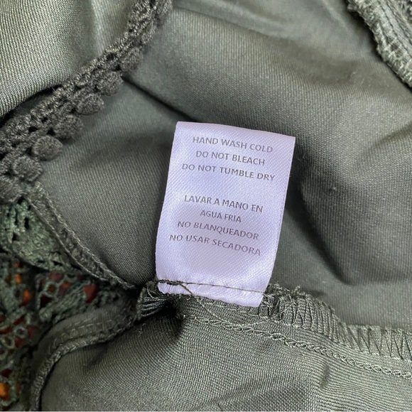 After Market Women's Olive Green Crochet Peplum Blouse Size Medium Cottagecore - Picture 11 of 14